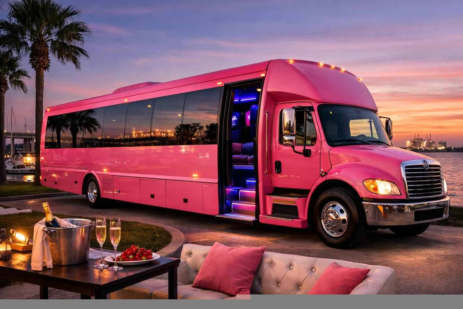 Best Pink Party Bus Rental in La Porte Texas