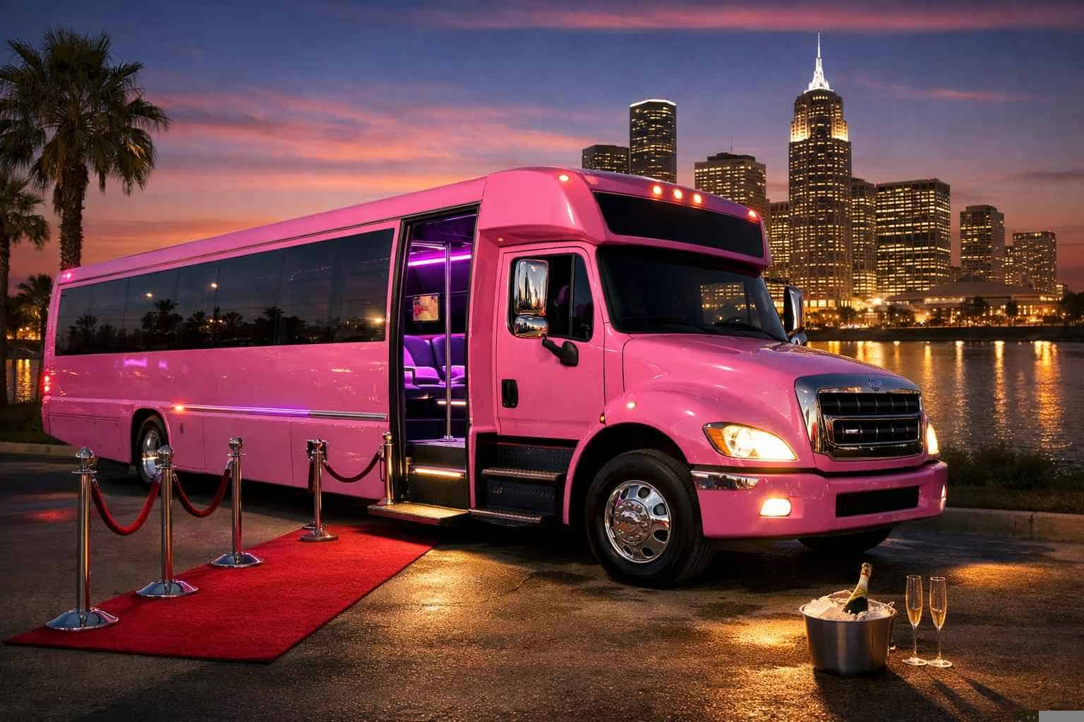 Best Pink Party Bus Rental in Texas City Texas