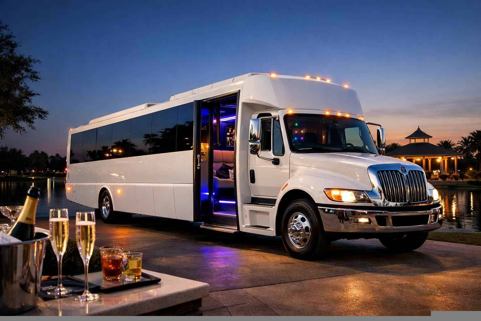 Best White Party Bus Rental in Deer Park Texas