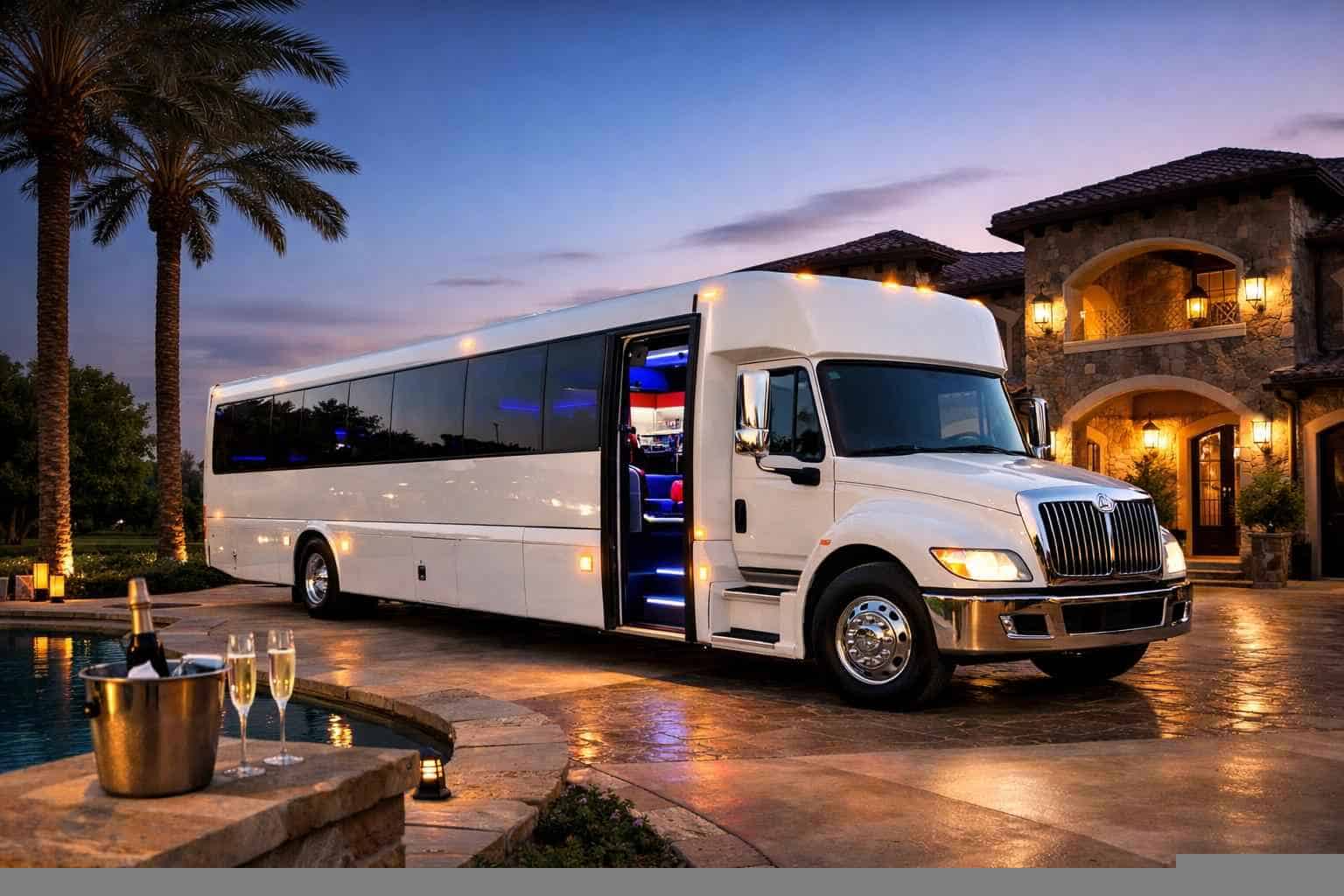 Best White Party Bus Rental in Friendswood Texas