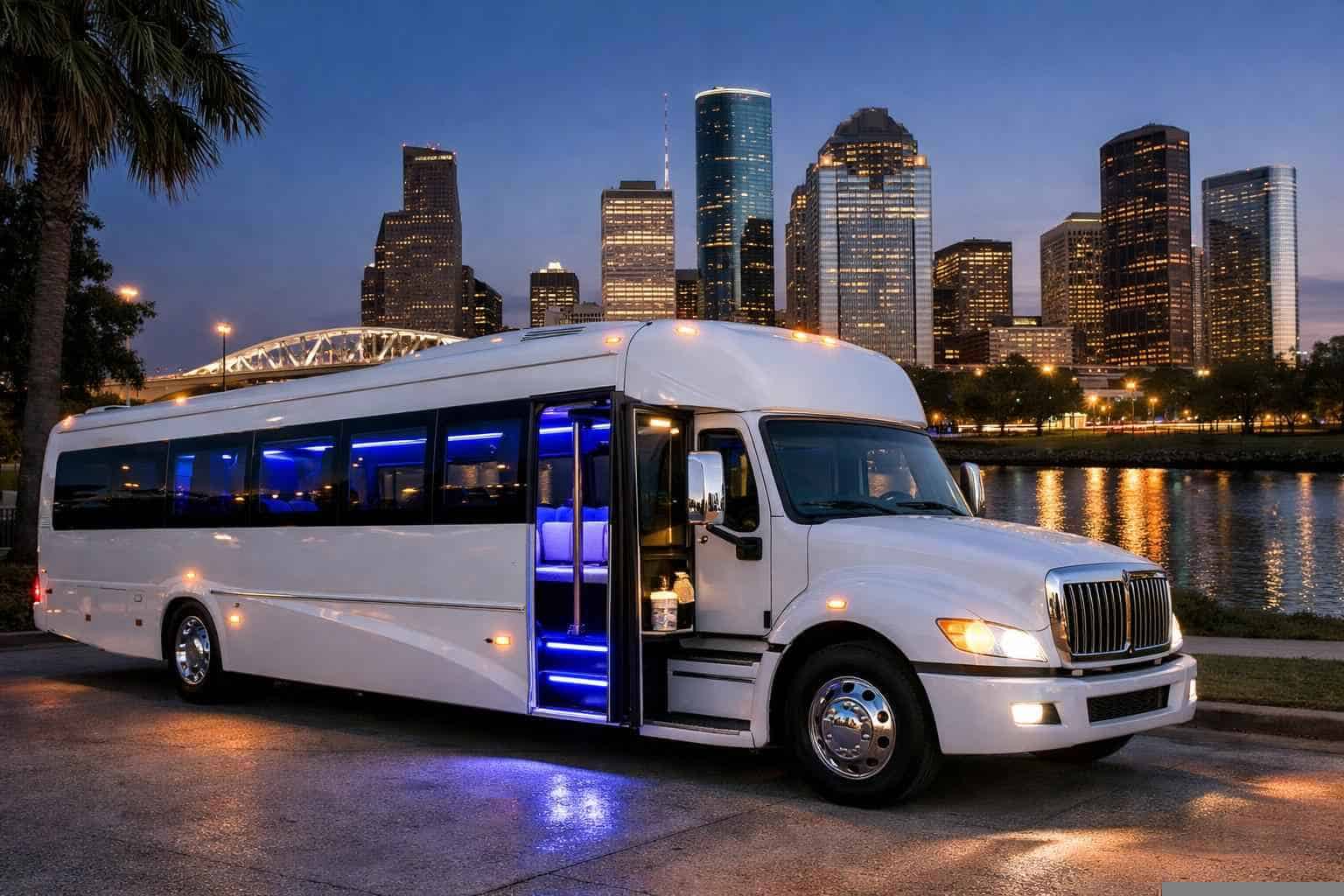 Best White Party Bus Rental in Texas City Texas