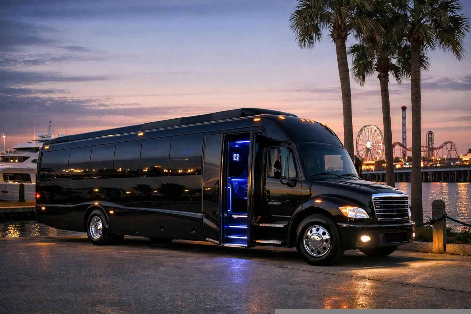 Black Party Bus Rental in Galveston Texas
