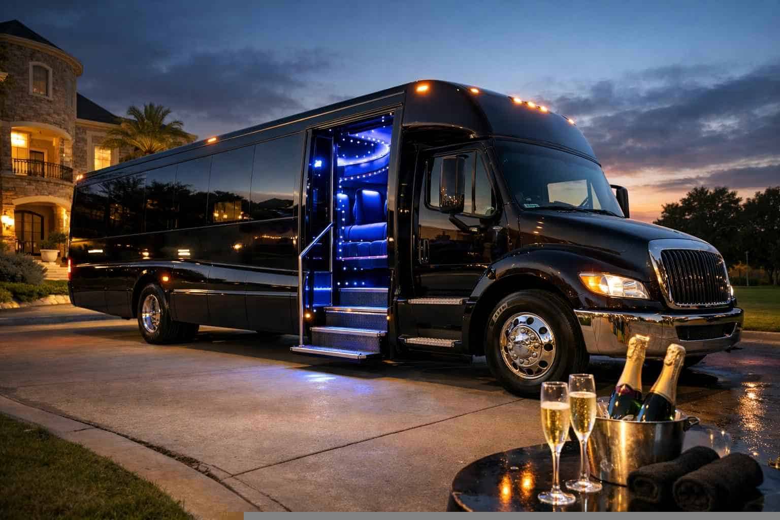 Black Party Bus Rental Near Me Friendswood TX