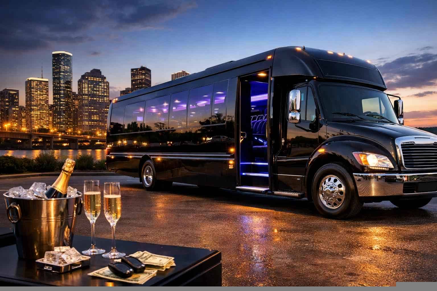 Black Party Bus Rental Prices in Texas City TX