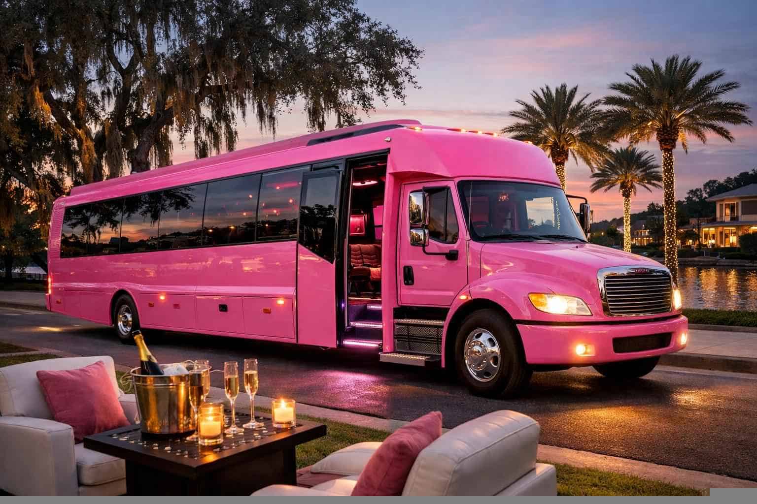 Friendswood Texas Pink Party Bus Rental