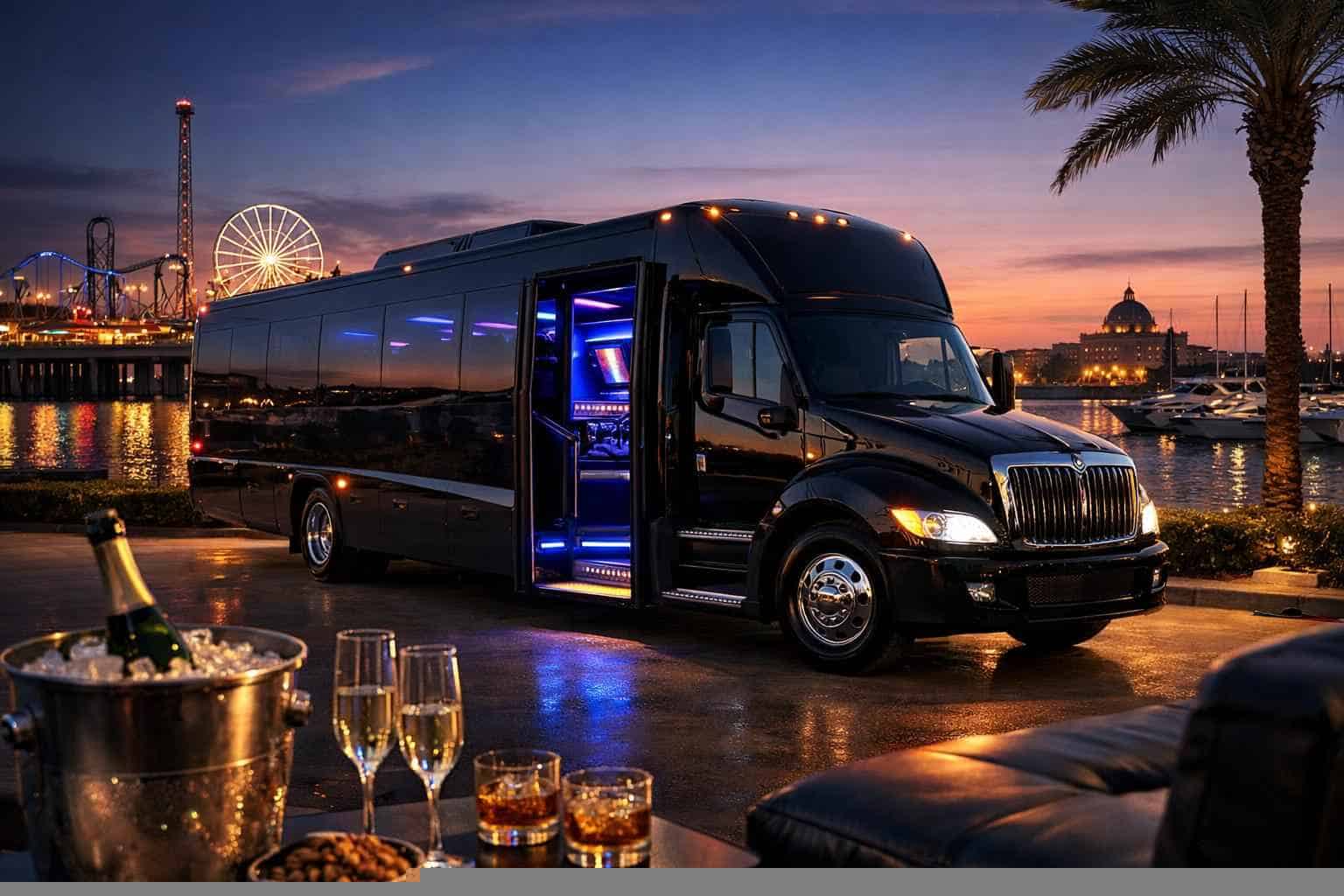 Galveston Texas Black Party Bus Rental
