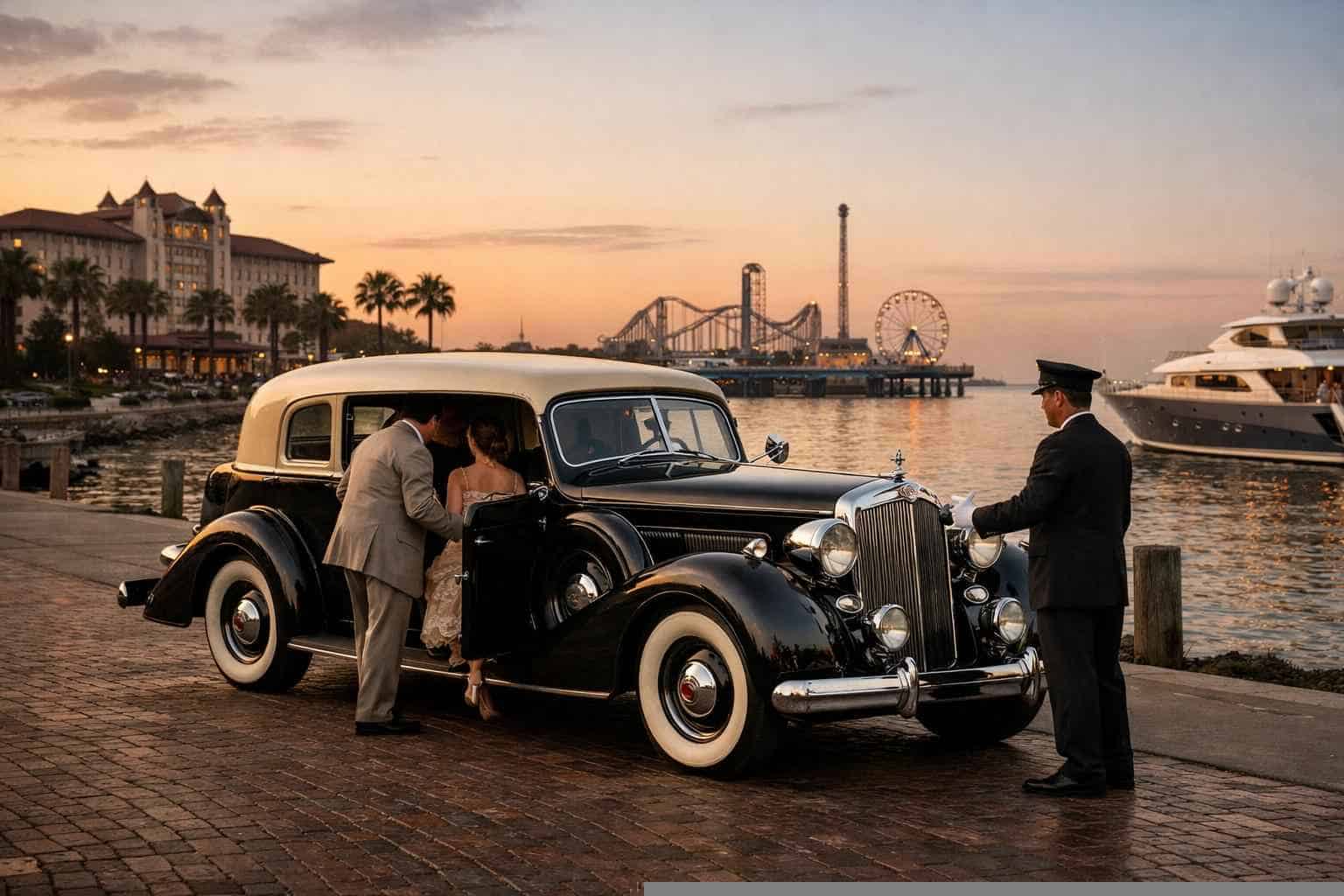 Luxury Antique Vehicle Rental with Driver in Galveston Texas