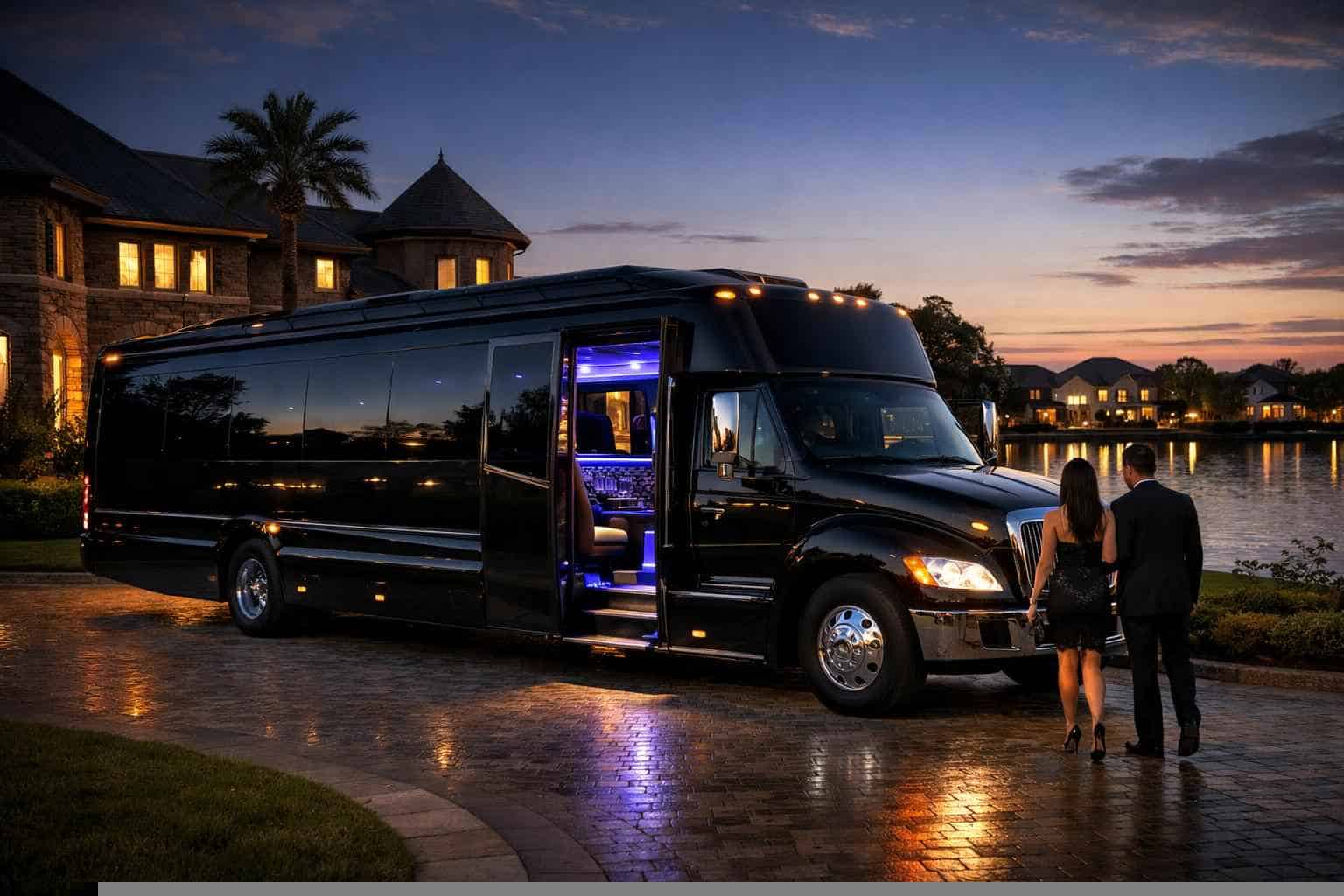 Luxury Black Party Bus Rental in Friendswood Texas