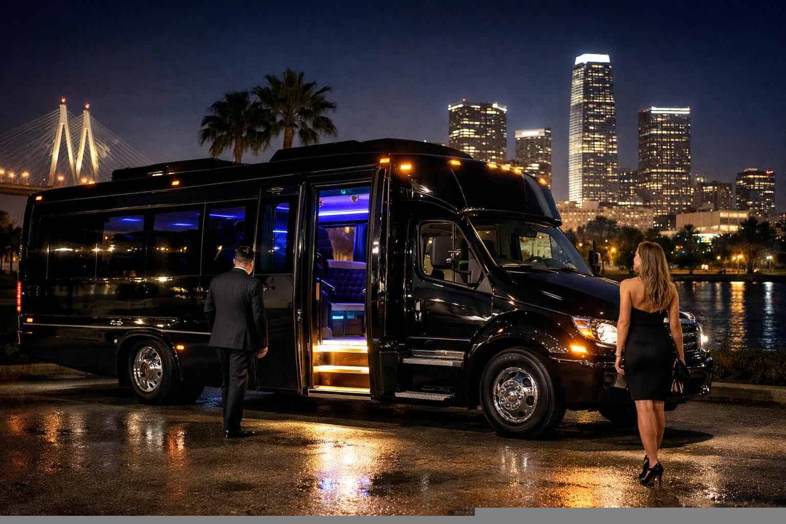 Luxury Black Party Bus Rental in Texas City Texas