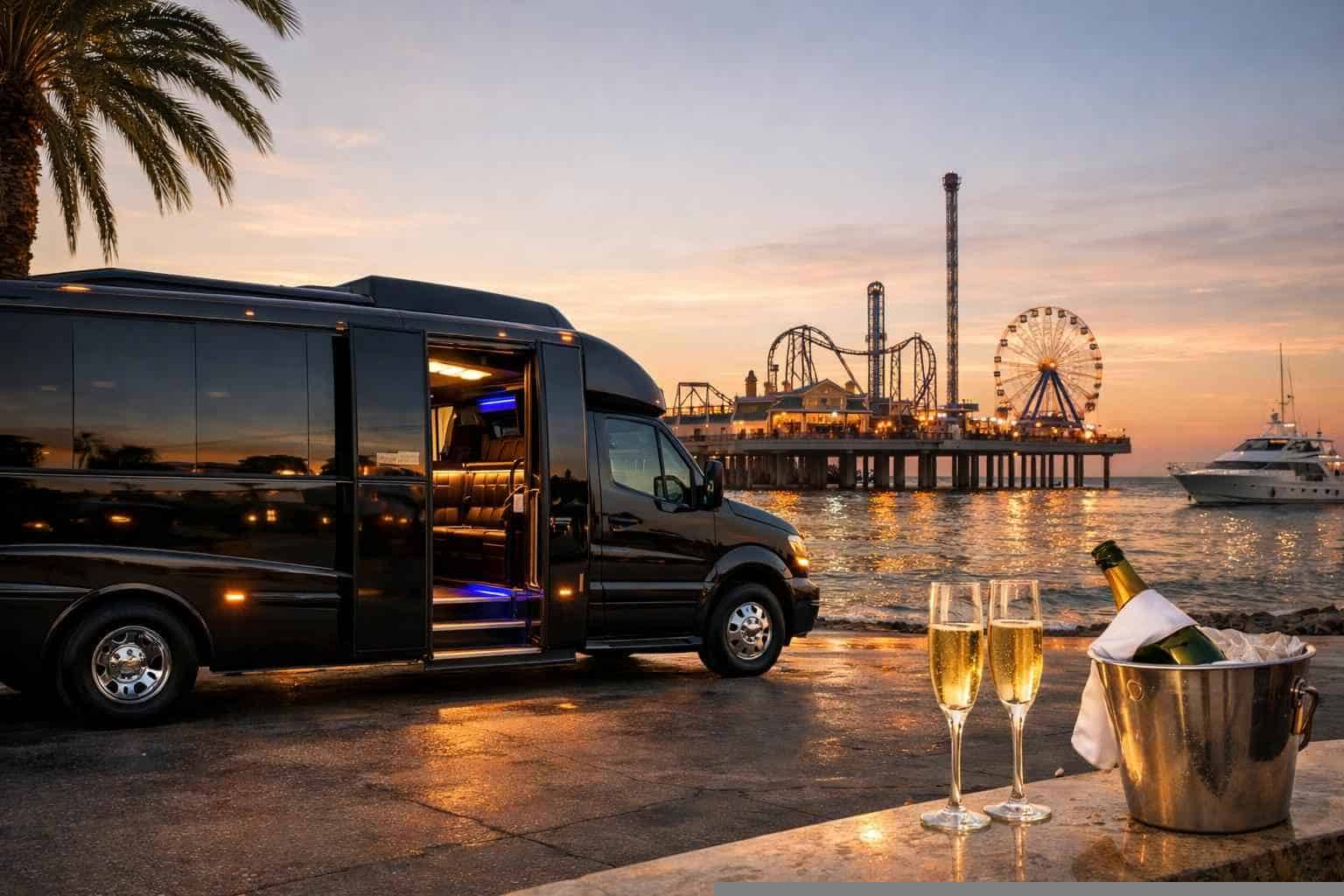 Luxury Limo Bus Rental in Galveston Texas