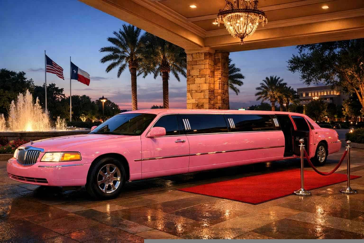 Luxury Pink Limo Rental In Deer Park Texas