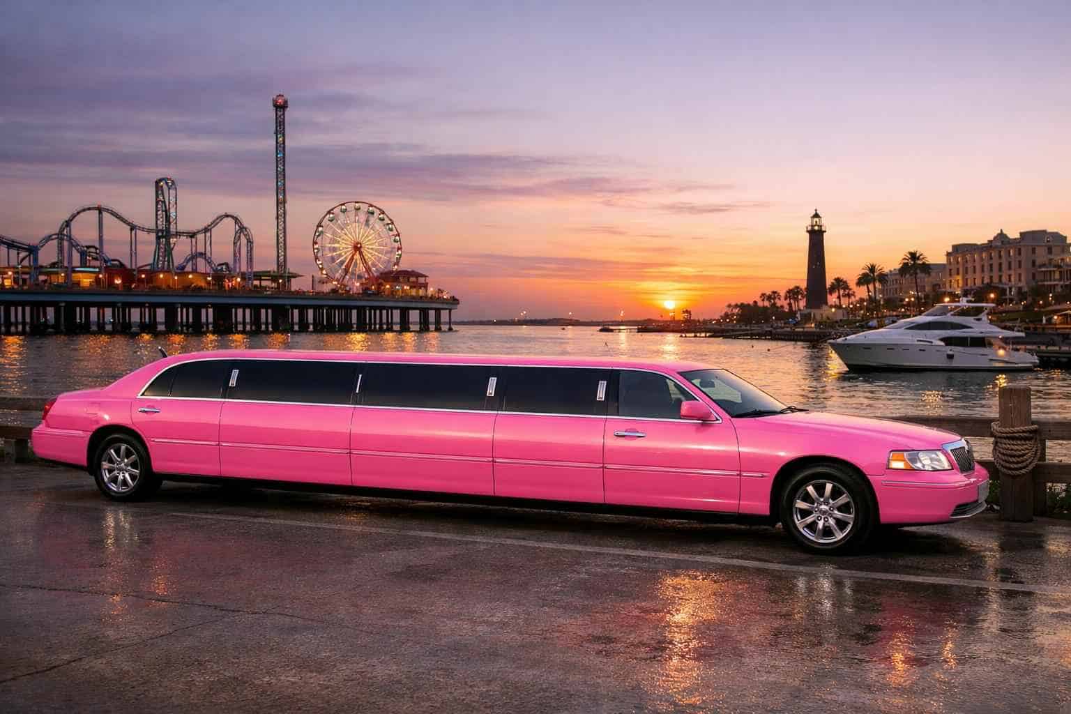 Luxury Pink Limo Rental in Galveston Texas