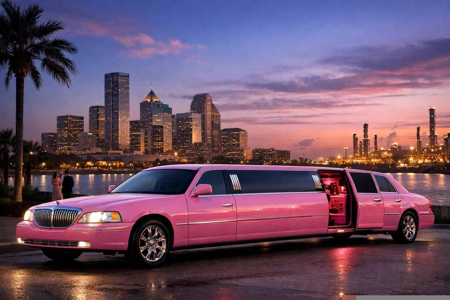 Luxury Pink Limo Rental in Texas City Texas