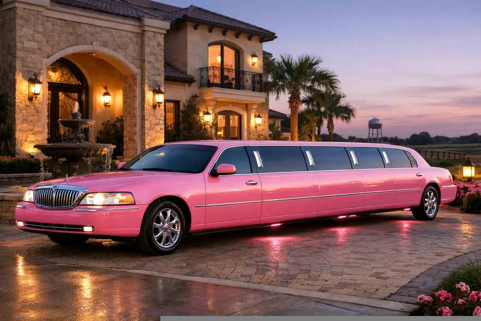 Luxury Pink Limo Rental In Tomball Texas