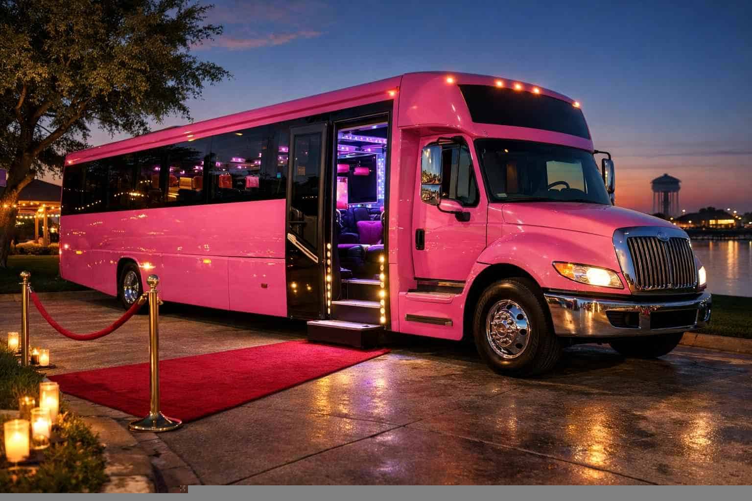 Luxury Pink Party Bus Rental In Deer Park Texas