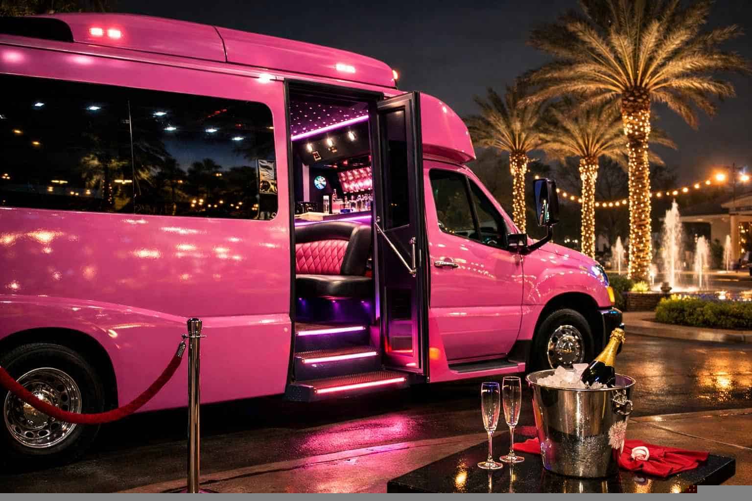 Pink Party Bus Rental Friendswood TX