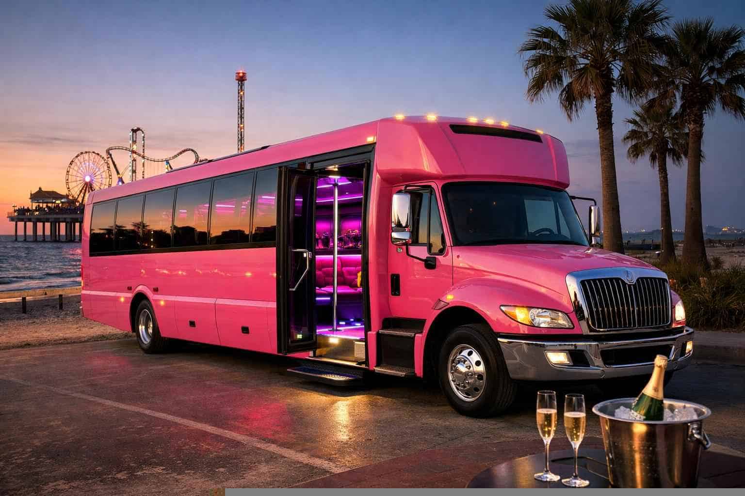 Pink Party Bus Rental Galveston TX