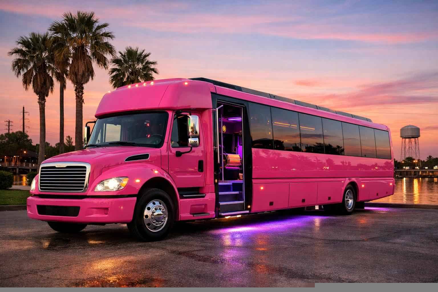 Pink Party Bus Rental In Deer Park Texas