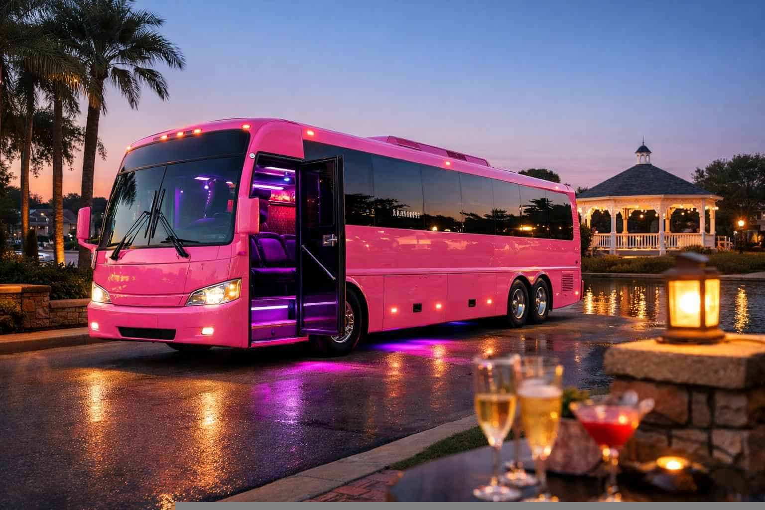 Pink Party Bus Rental in Friendswood Texas