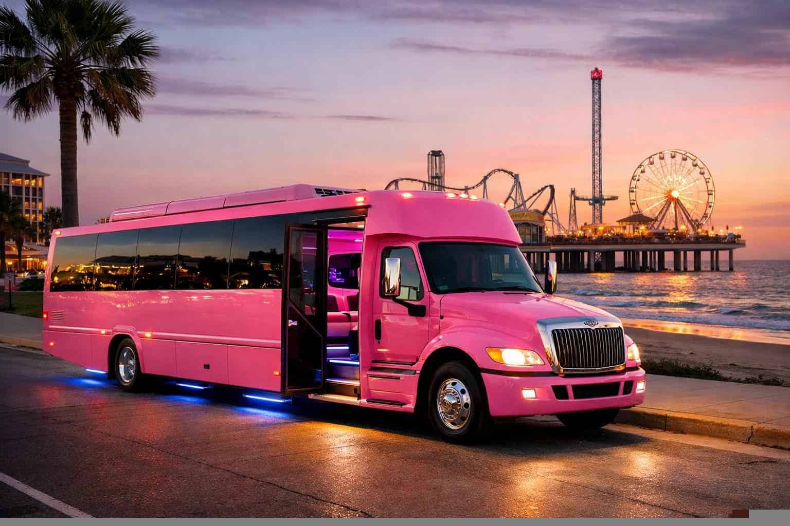 Pink Party Bus Rental in Galveston Texas