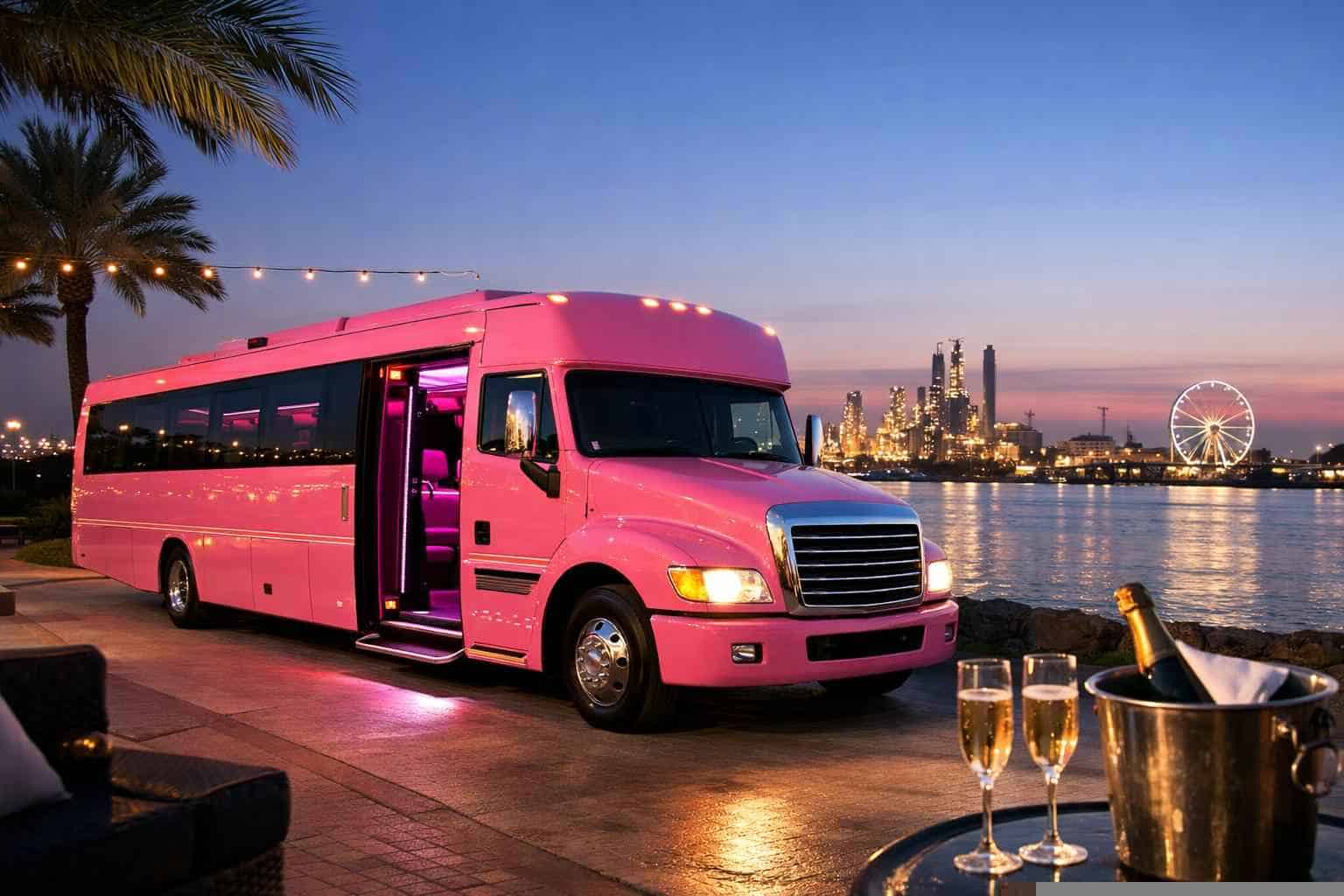 Pink Party Bus Rental in Texas City Texas