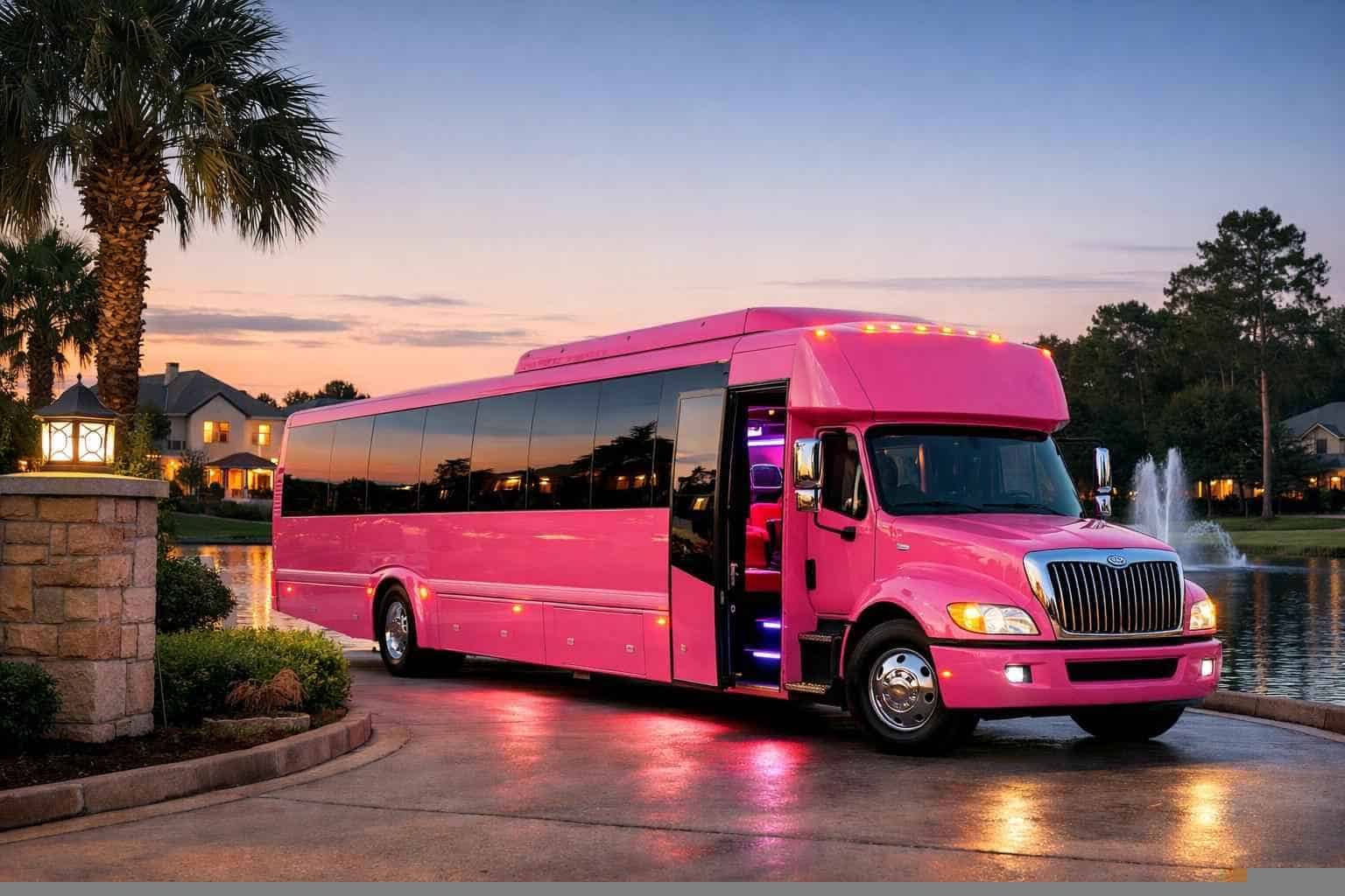 Pink Party Bus Rental Near Me Friendswood TX