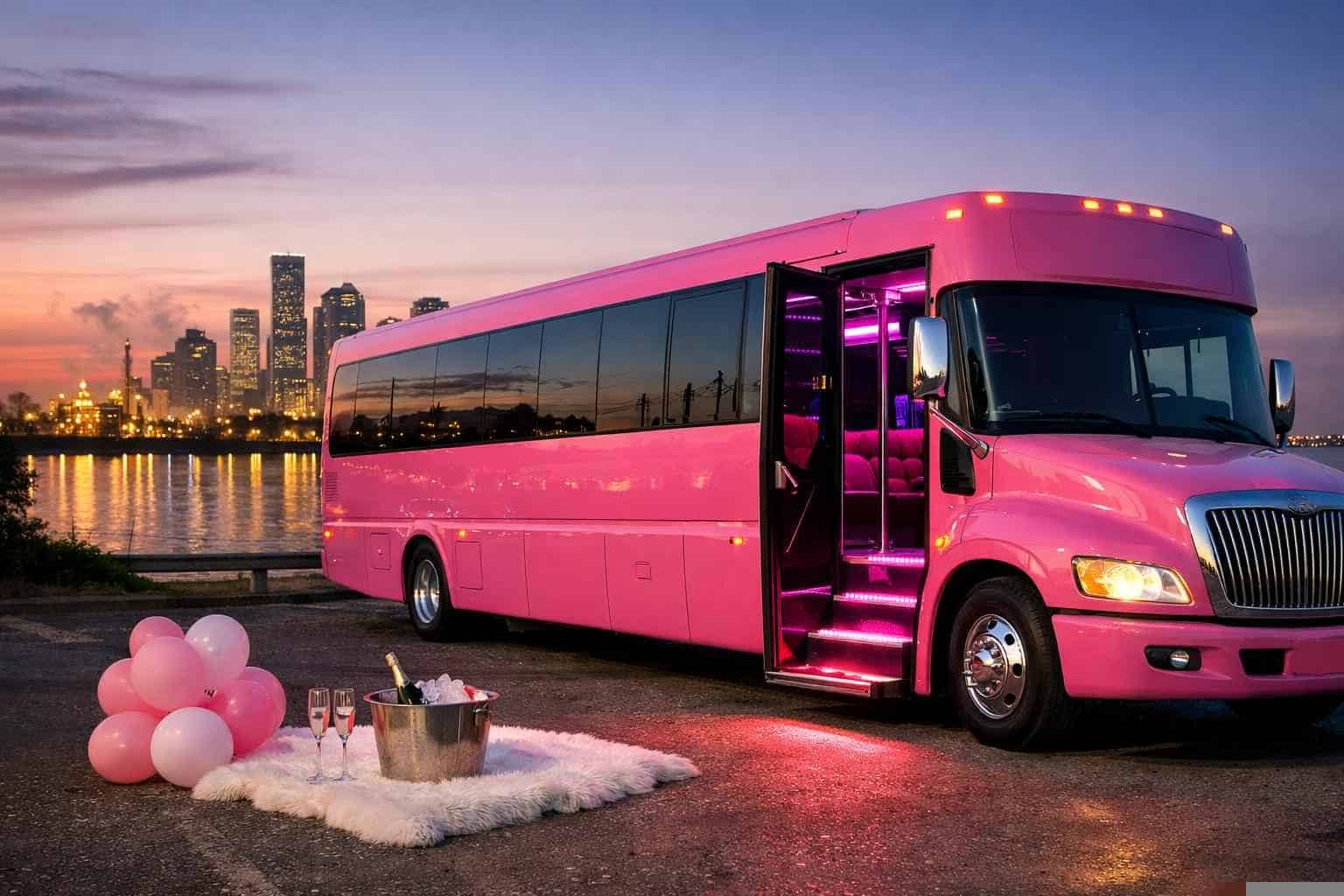 Pink Party Bus Rental Near Me Texas City TX
