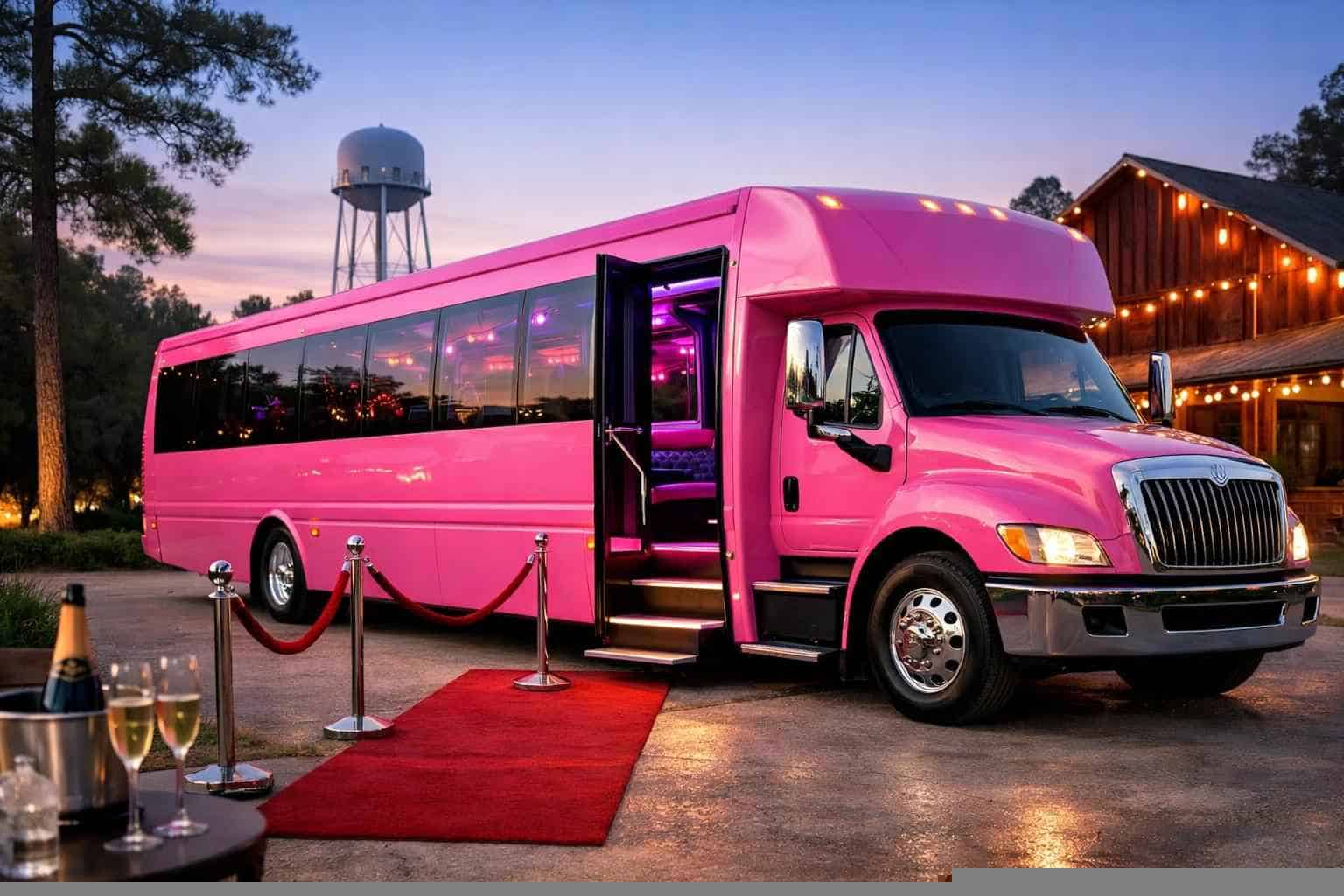 Pink Party Bus Rental Near Me Tomball TX