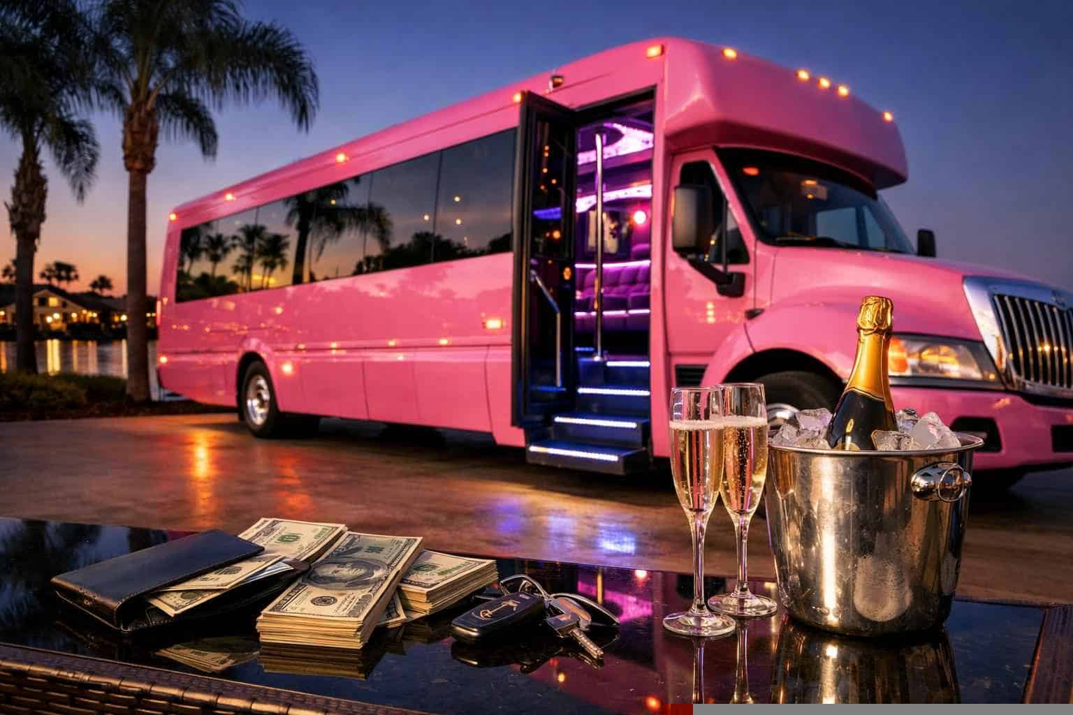 Pink Party Bus Rental Prices in Friendswood TX