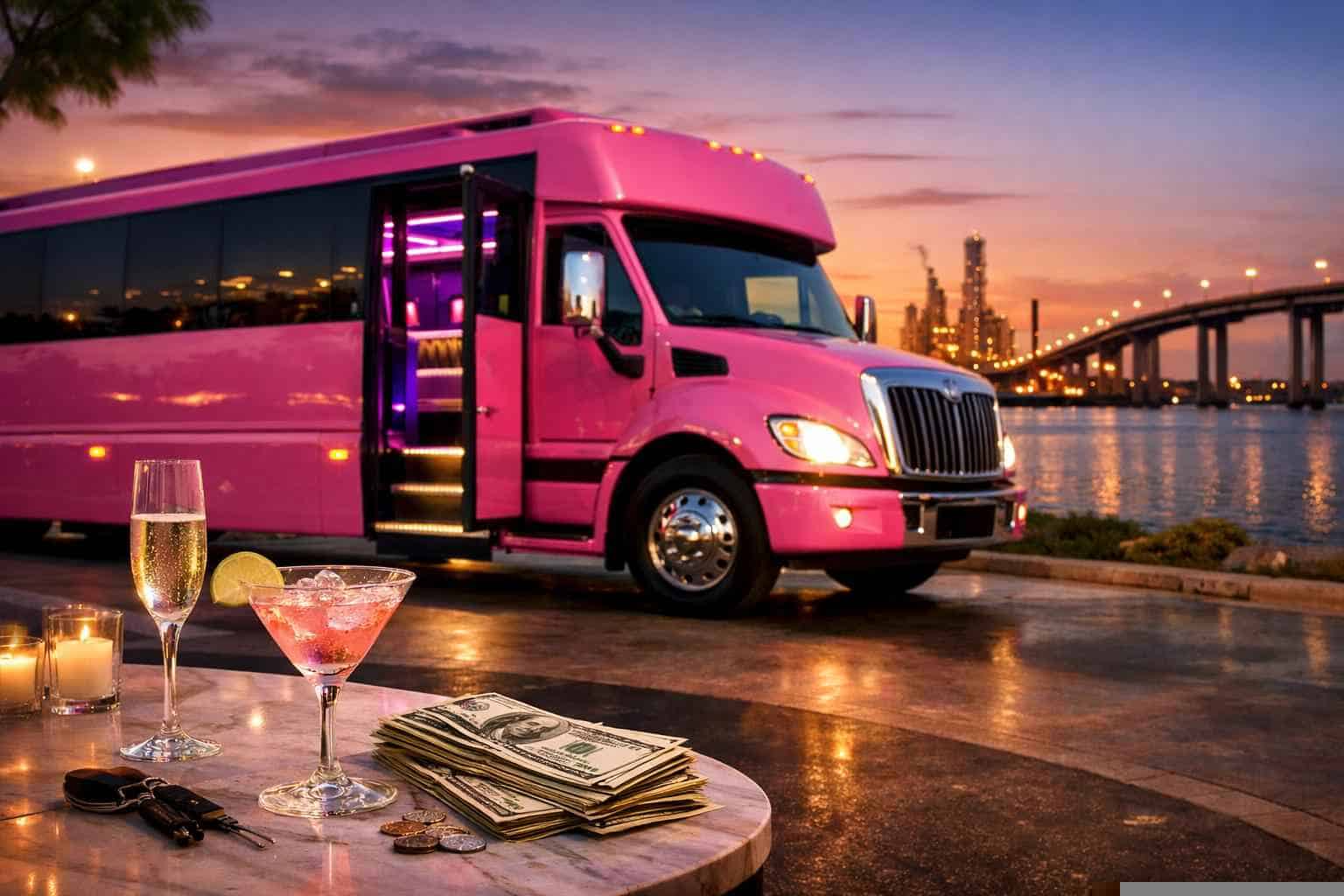 Pink Party Bus Rental Prices in Texas City TX