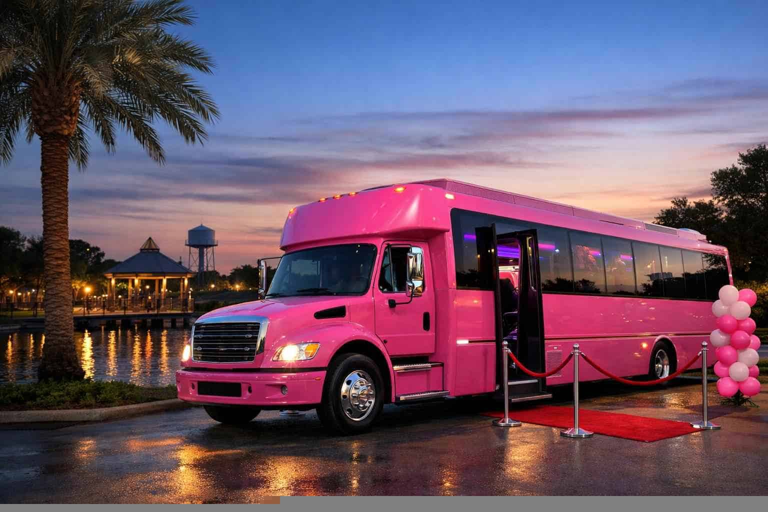Pink Party Buses In Deer Park Texas