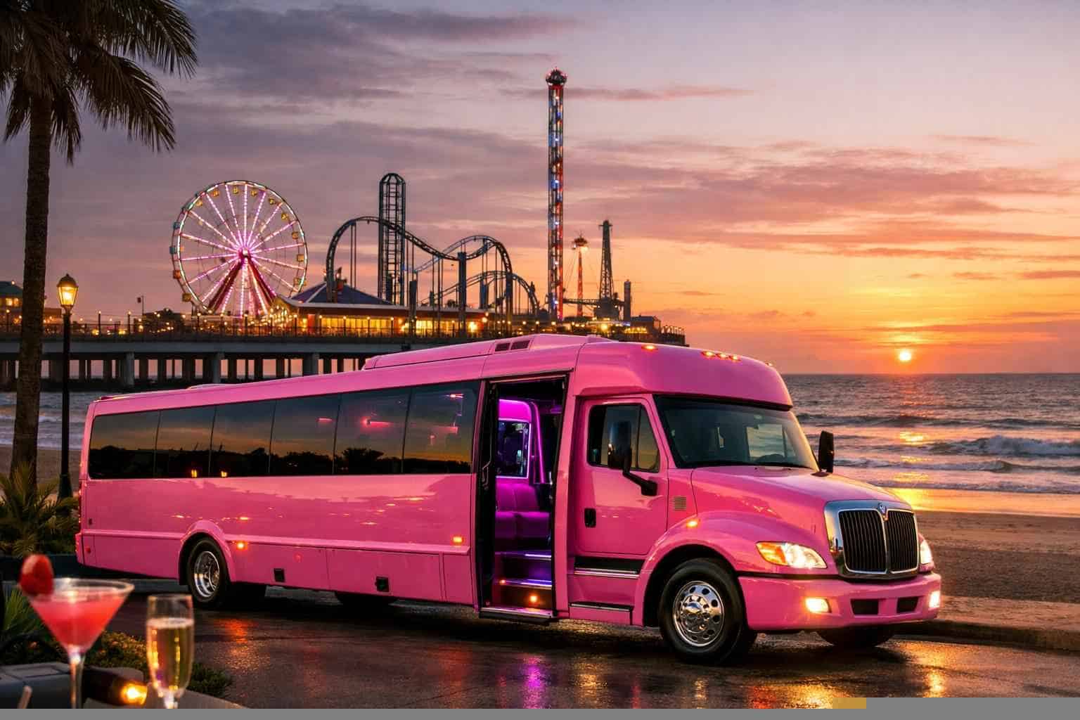Pink Party Buses in Galveston Texas