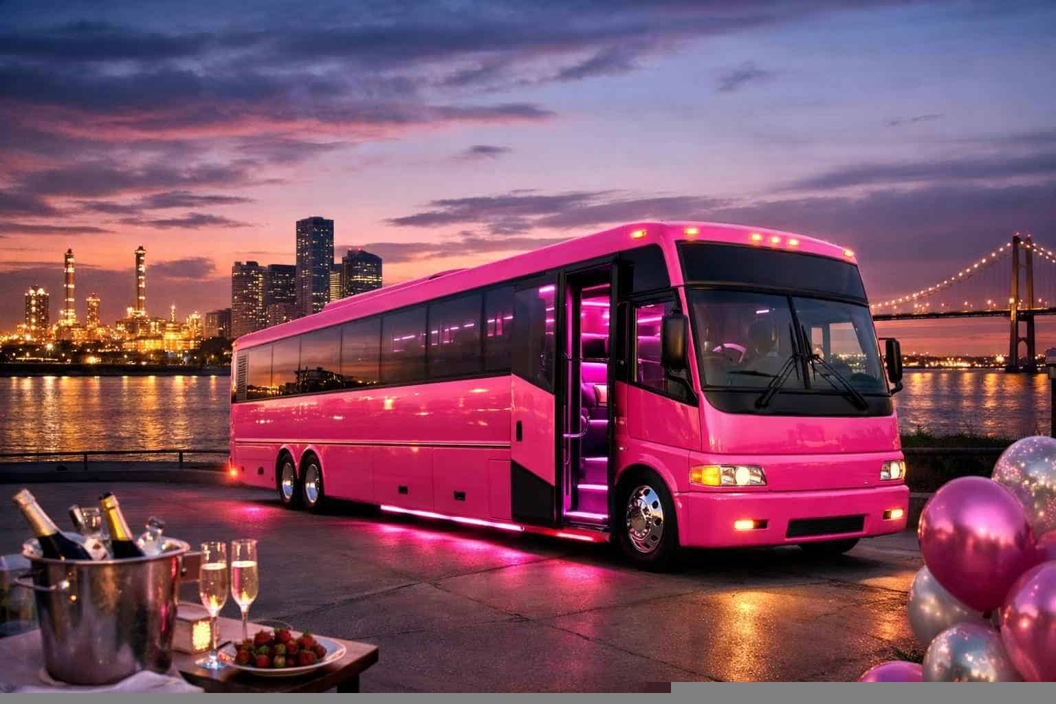 Pink Party Buses in Texas City Texas