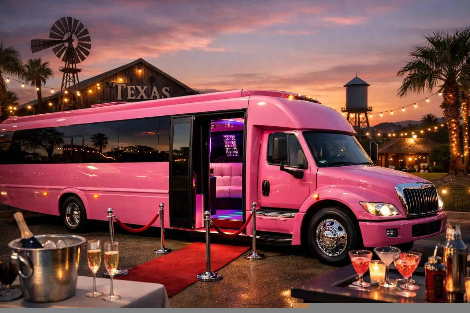 Tomball Texas Pink Party Bus Rental