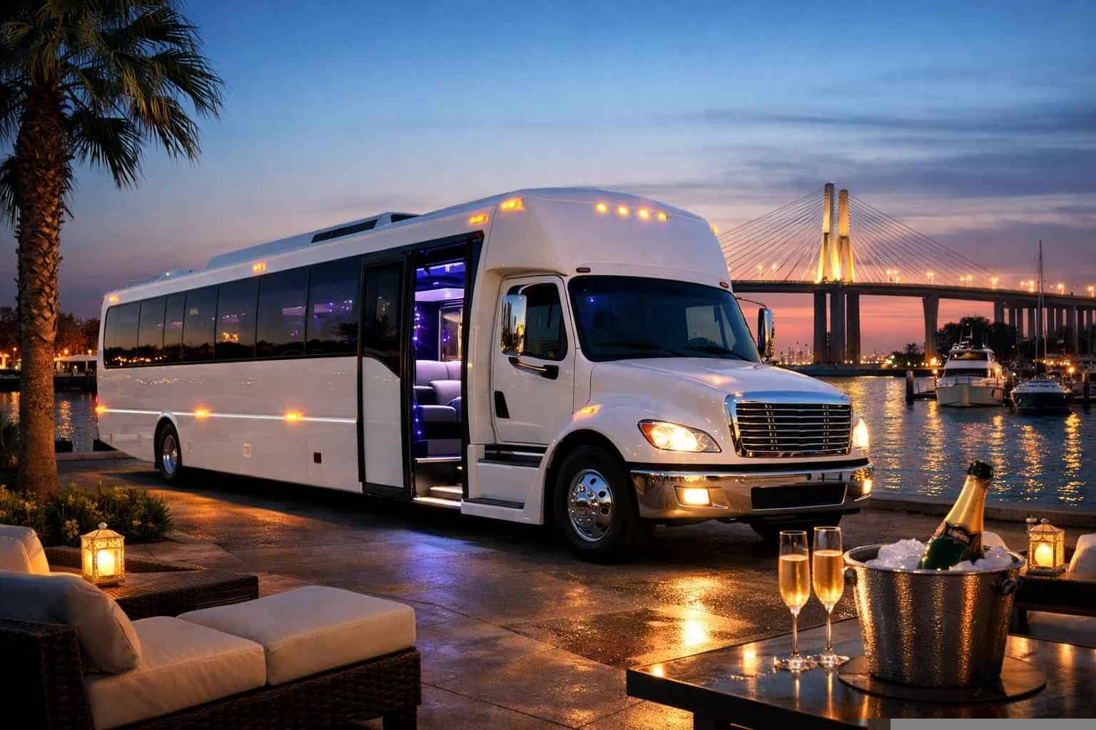 White Party Bus Rental in La Porte Texas