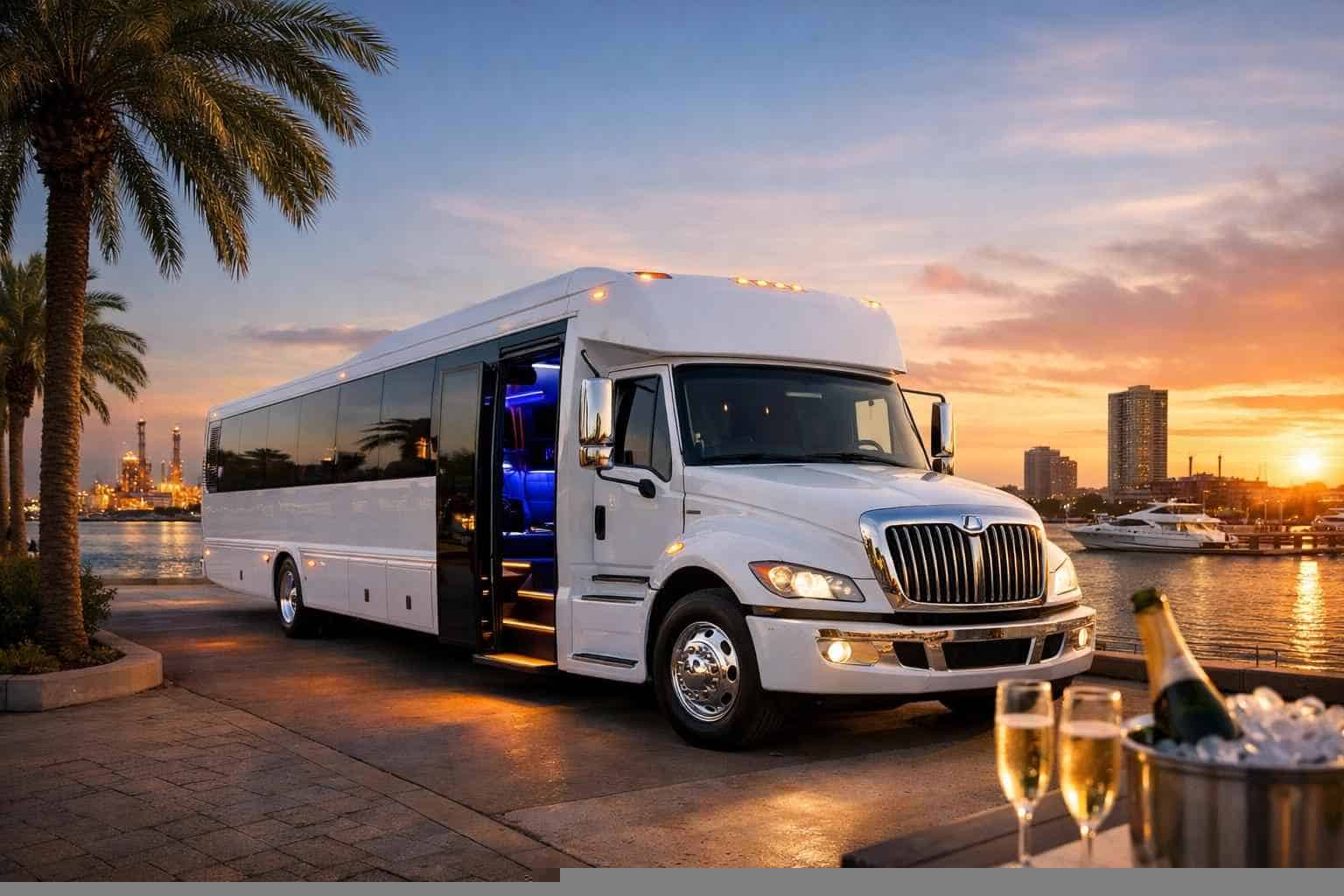 White Party Bus Rental in Texas City Texas