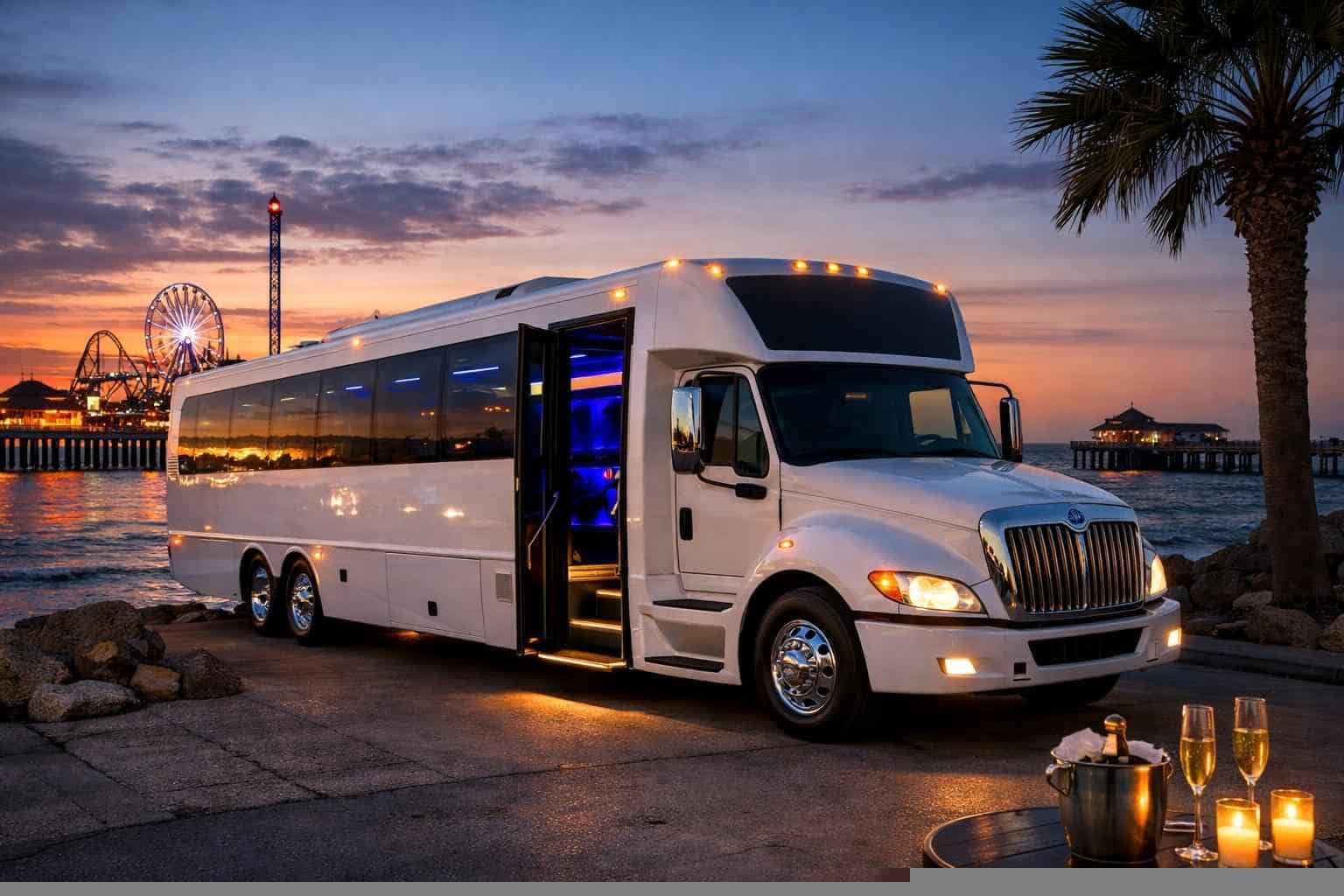 White Party Bus Rental Near Me Galveston TX