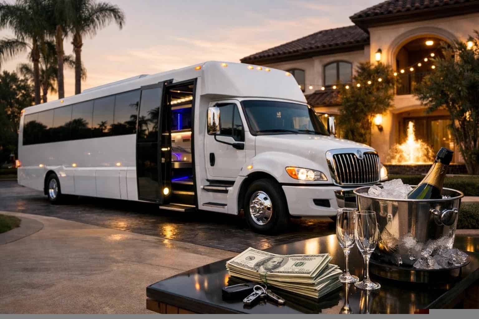 White Party Bus Rental Prices in Friendswood TX