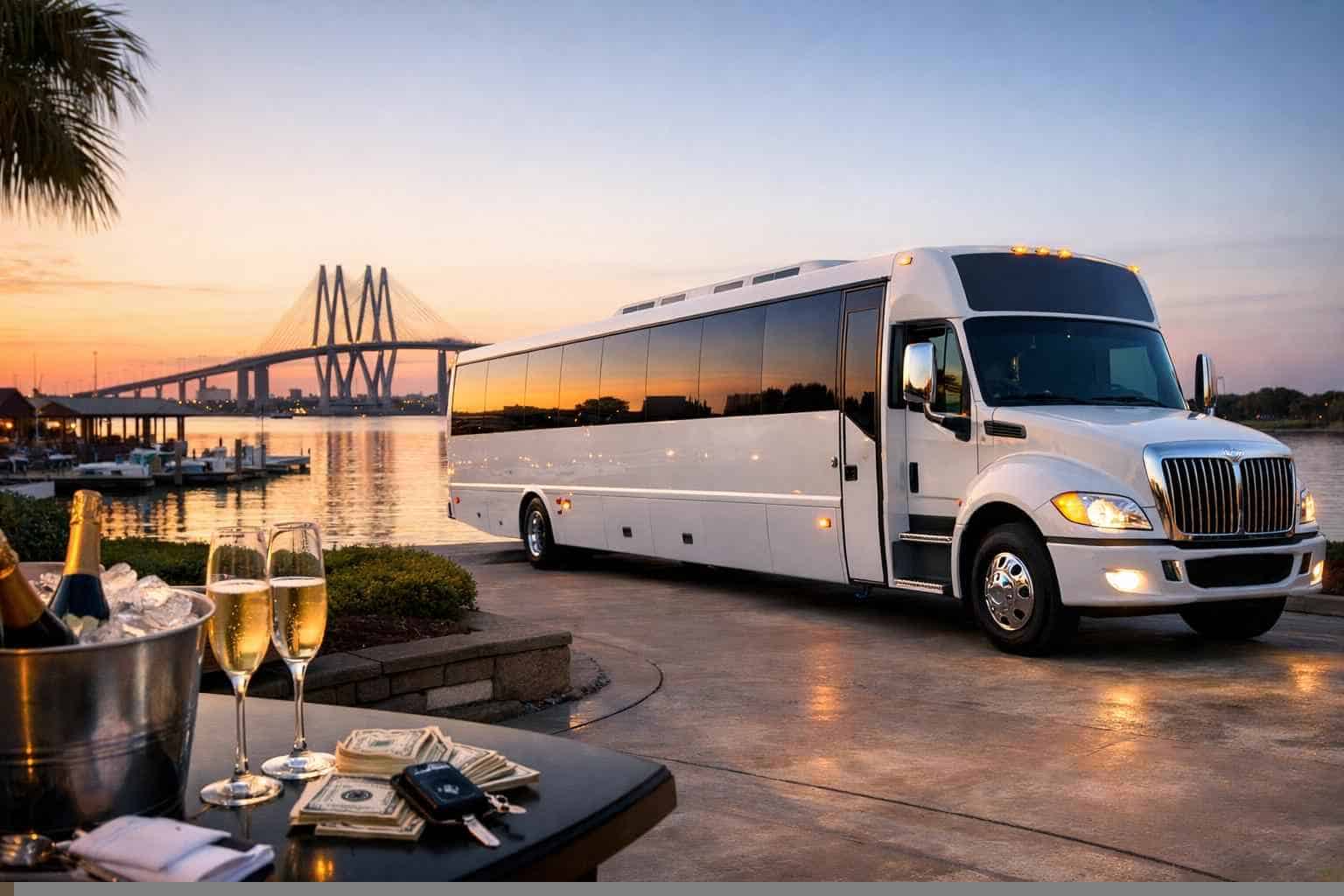 White Party Bus Rental Prices in La Porte TX
