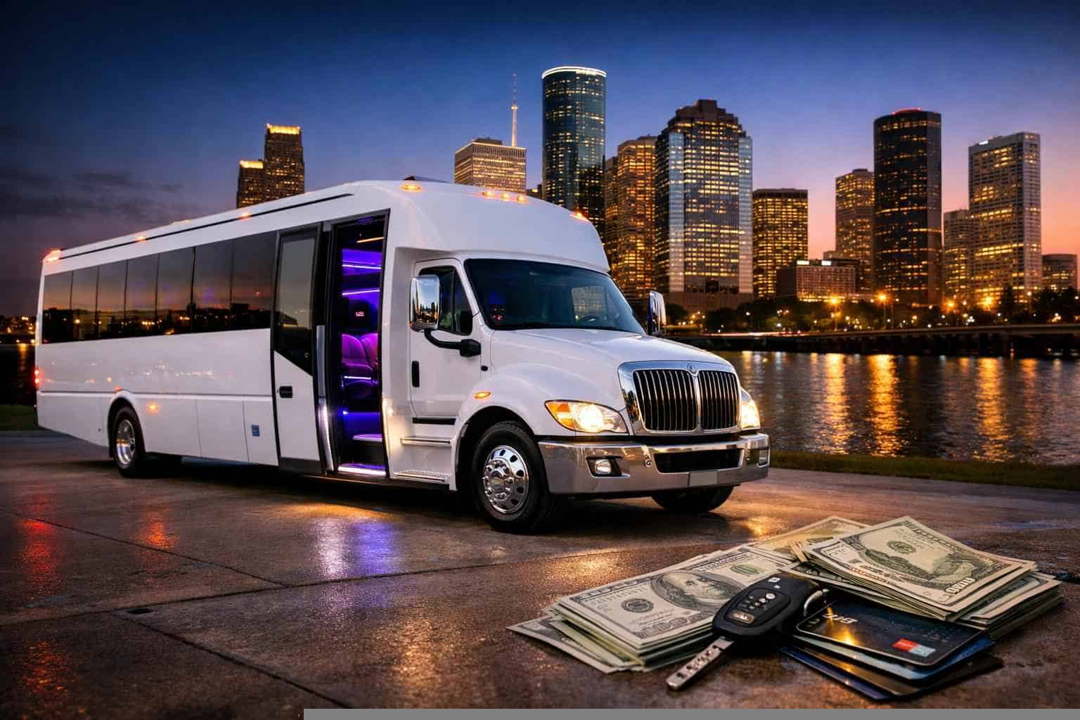 White Party Bus Rental Prices in Texas City TX