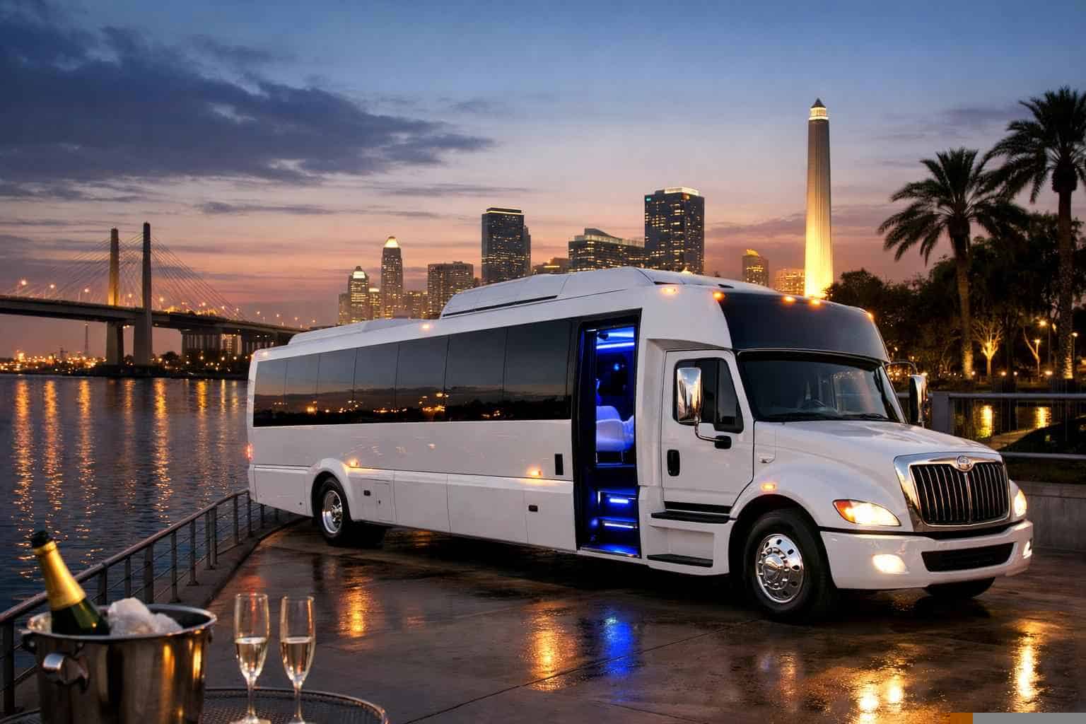 White Party Buses in Texas City Texas